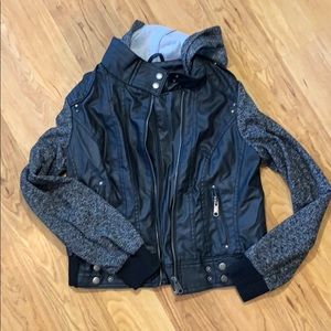 Zip Up Leather Hoodie